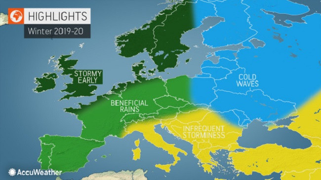 Parashikimi i dimrit nga AccuWeather për Evropë