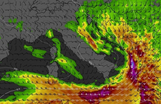 Një front i ftohtë po lëviz përgjatë jugut të detit Adriatik dhe Jon, kërcënimi i rëndë vazhdon gjatë natës