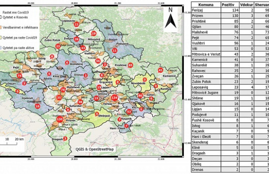Kjo është tabela e rasteve me COVID-19 në Kosovë