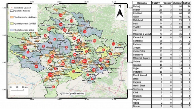 Kjo është tabela e rasteve me COVID-19 në Kosovë