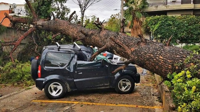 Një stuhi me erëra të forta godet Greqinë, dëmtohen shtëpi dhe vetura [Foto]