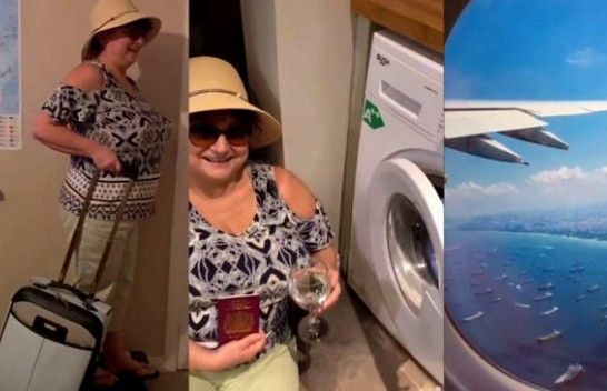 U lodh duke qëndruar e mbyllur nga pandemia COVID-19, një grua improvizon ‘udhëtimin me aeroplan’ në shtëpinë e saj