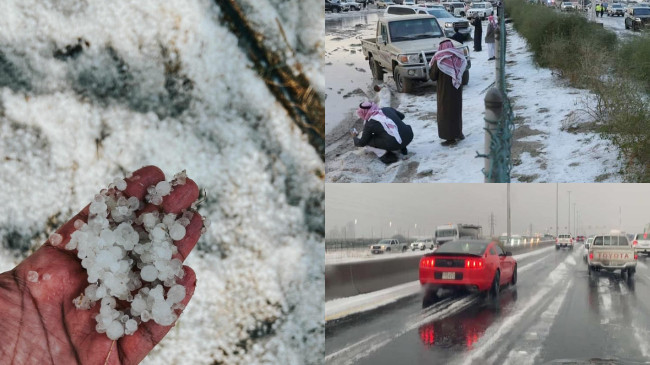 Kuvajti goditet nga stuhia e rrallë me breshër, njerëzit gëzohen sikur ka rënë borë