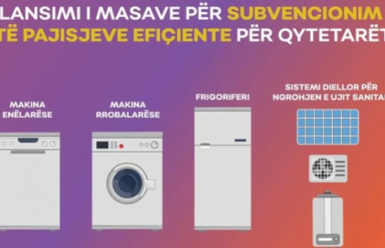 Hapen thirrjet për subvencionim të pajisjeve shtëpiake efiçiente dhe sistemit diellor për ngrohjen e ujit sanitar